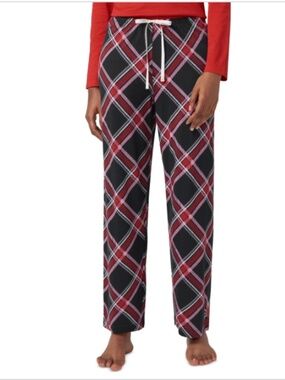 NWT - Hue Women's Perfect Plaid Mid-Rise Pajama Pants - Black and Red - Size: M